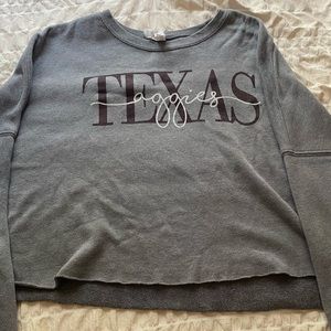 Grey Cropped Bella+Canvas Texas Aggies Sweater (Kids)